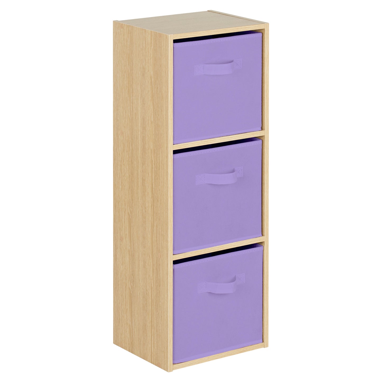 Hartleys Oak Effect 3 Tier Cube Storage Unit & 3 Handled Box Drawers