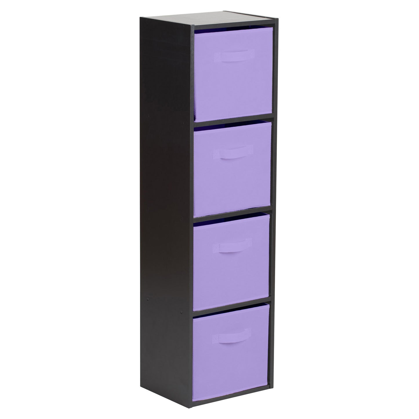 Hartleys Black 4 Tier Cube Storage Unit & 4 Handled Box Drawers