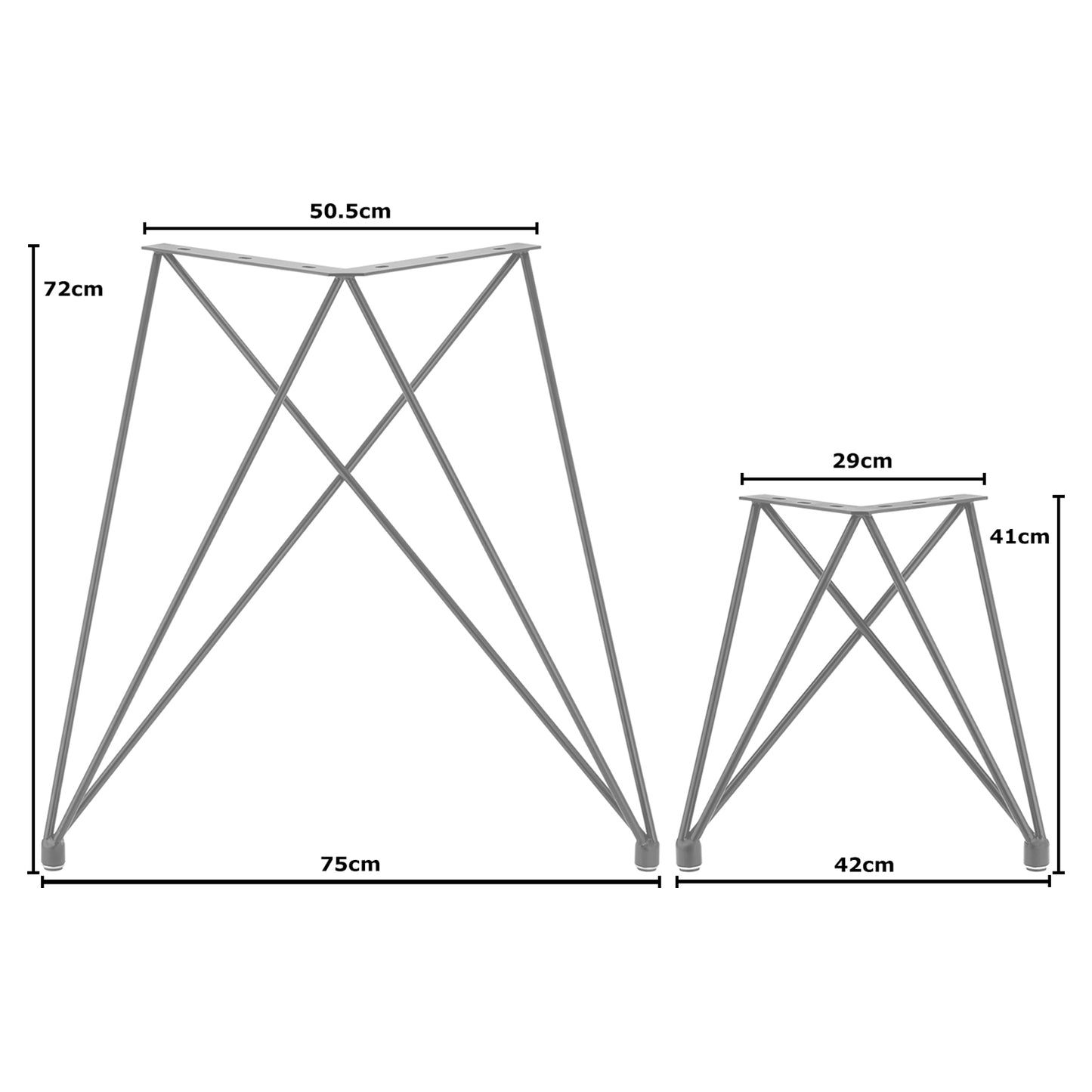 Hartleys Designer Hairpin Inspired Metal Table Legs
