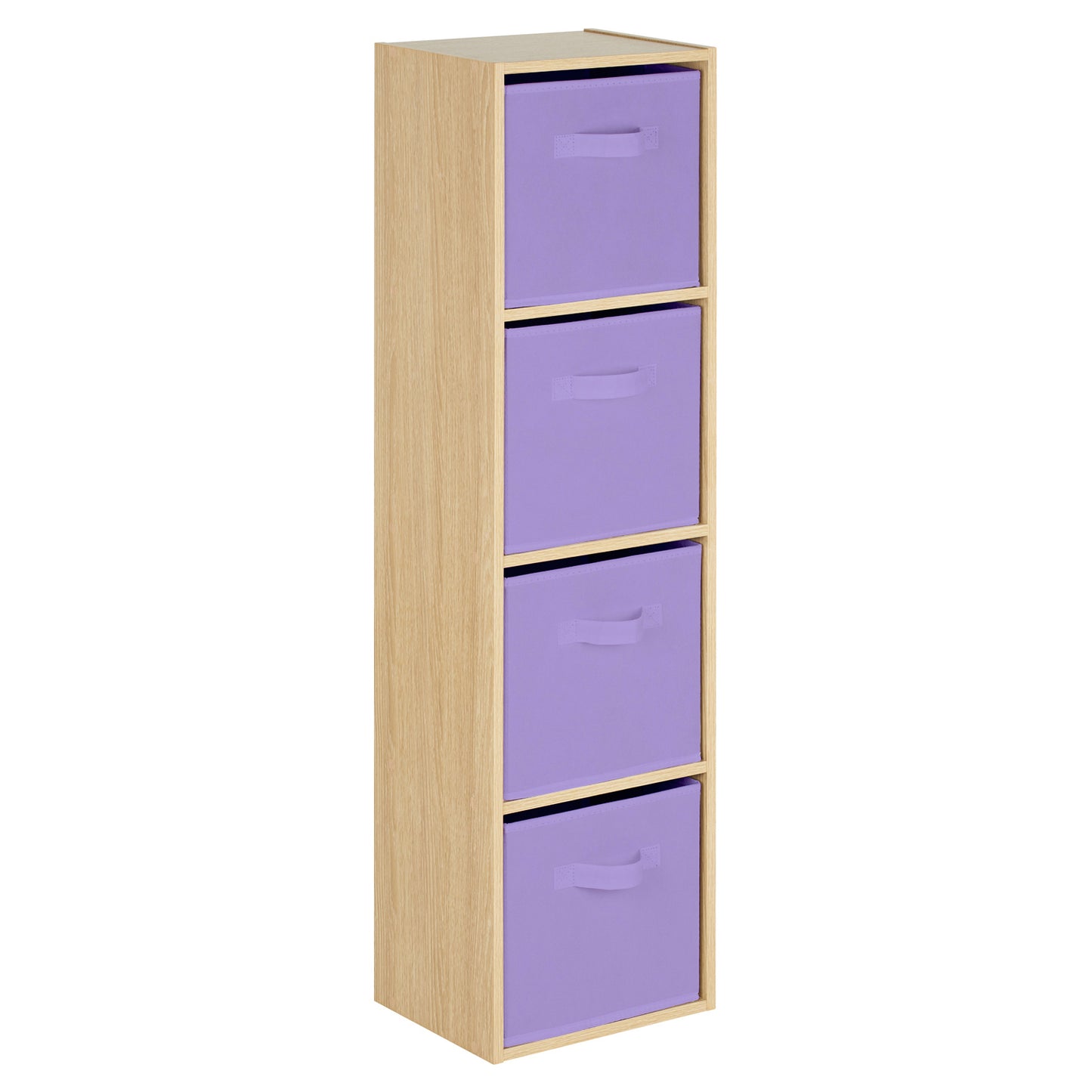 Hartleys Oak Effect 4 Tier Cube Storage Unit & 4 Handled Box Drawers