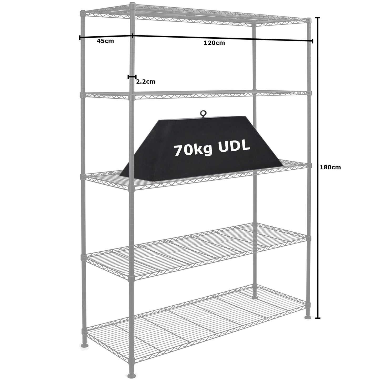 Hartleys 180cm 5 Tier Adjustable Wire Shelving Unit