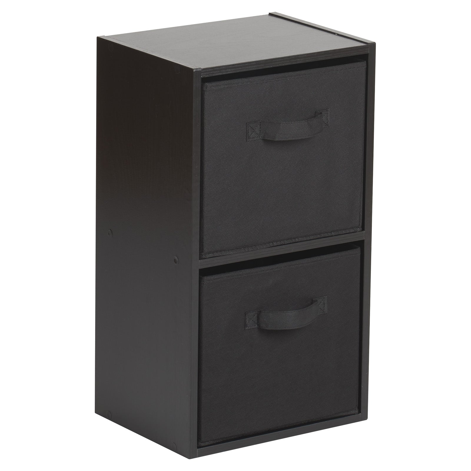 Hartleys Black 2 Tier Cube Storage Unit & 2 Handled Box Drawers ...