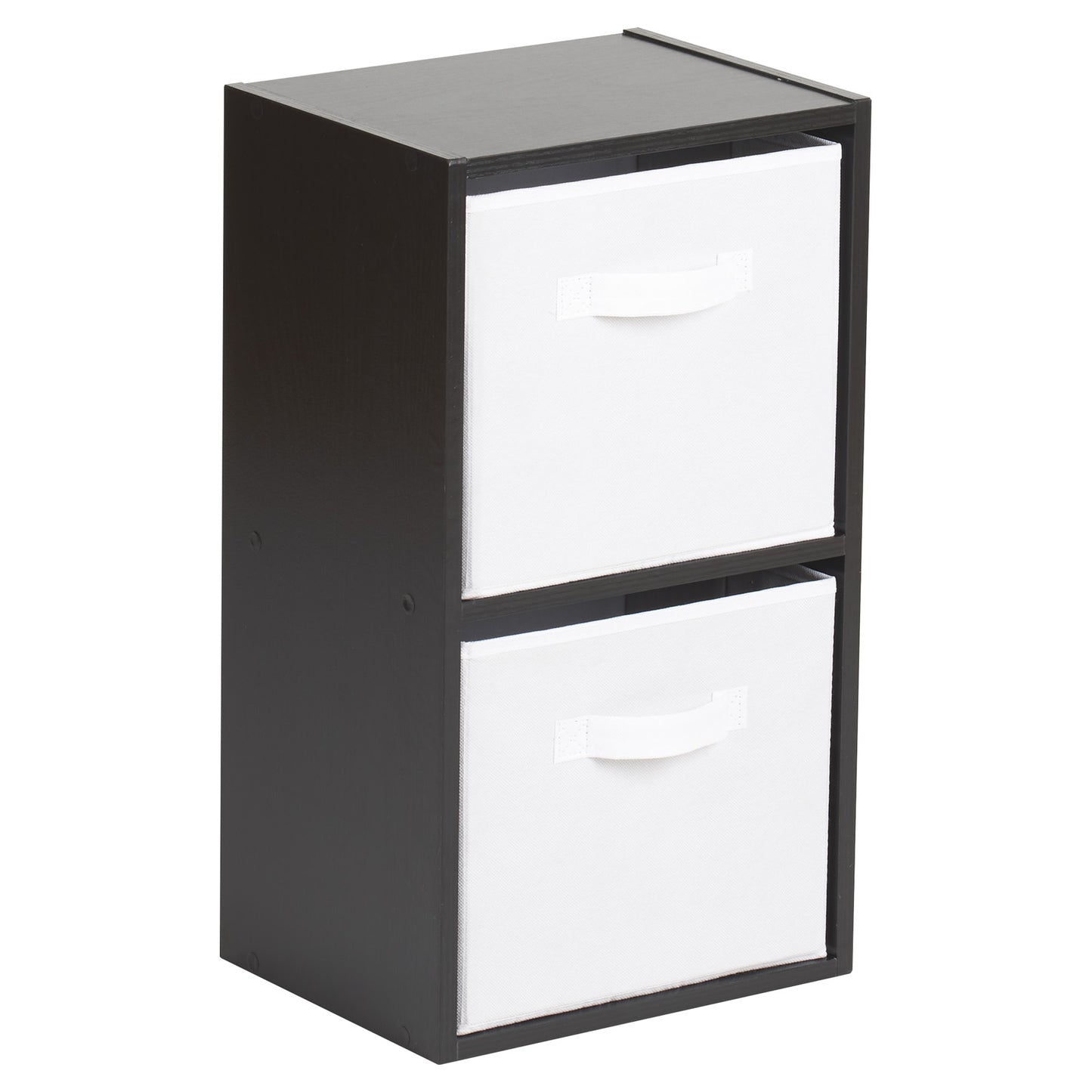 Hartleys Black 2 Tier Cube Storage Unit & 2 Handled Box Drawers