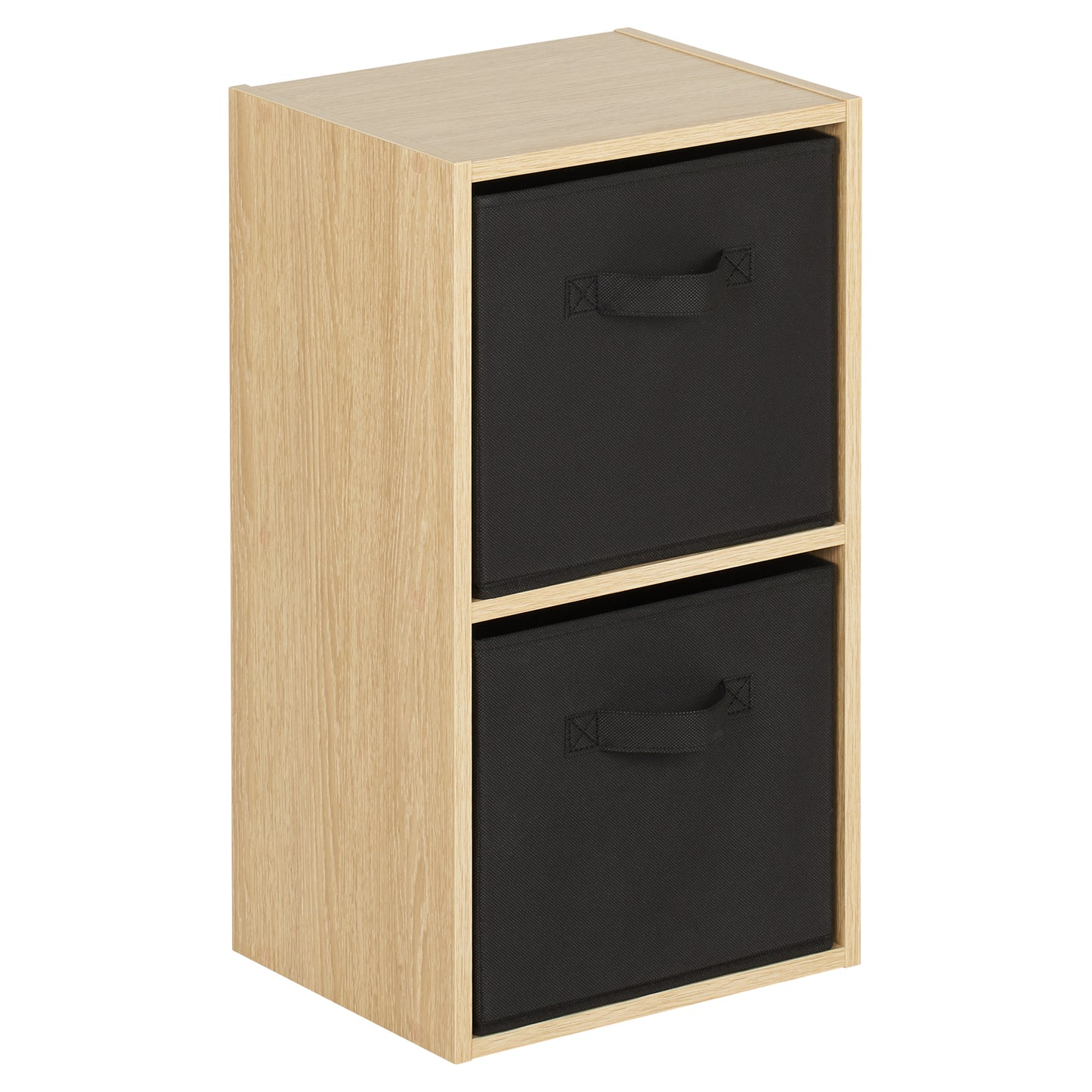 Hartleys Oak Effect 2 Tier Cube Storage Unit & 2 Handled Box Drawers