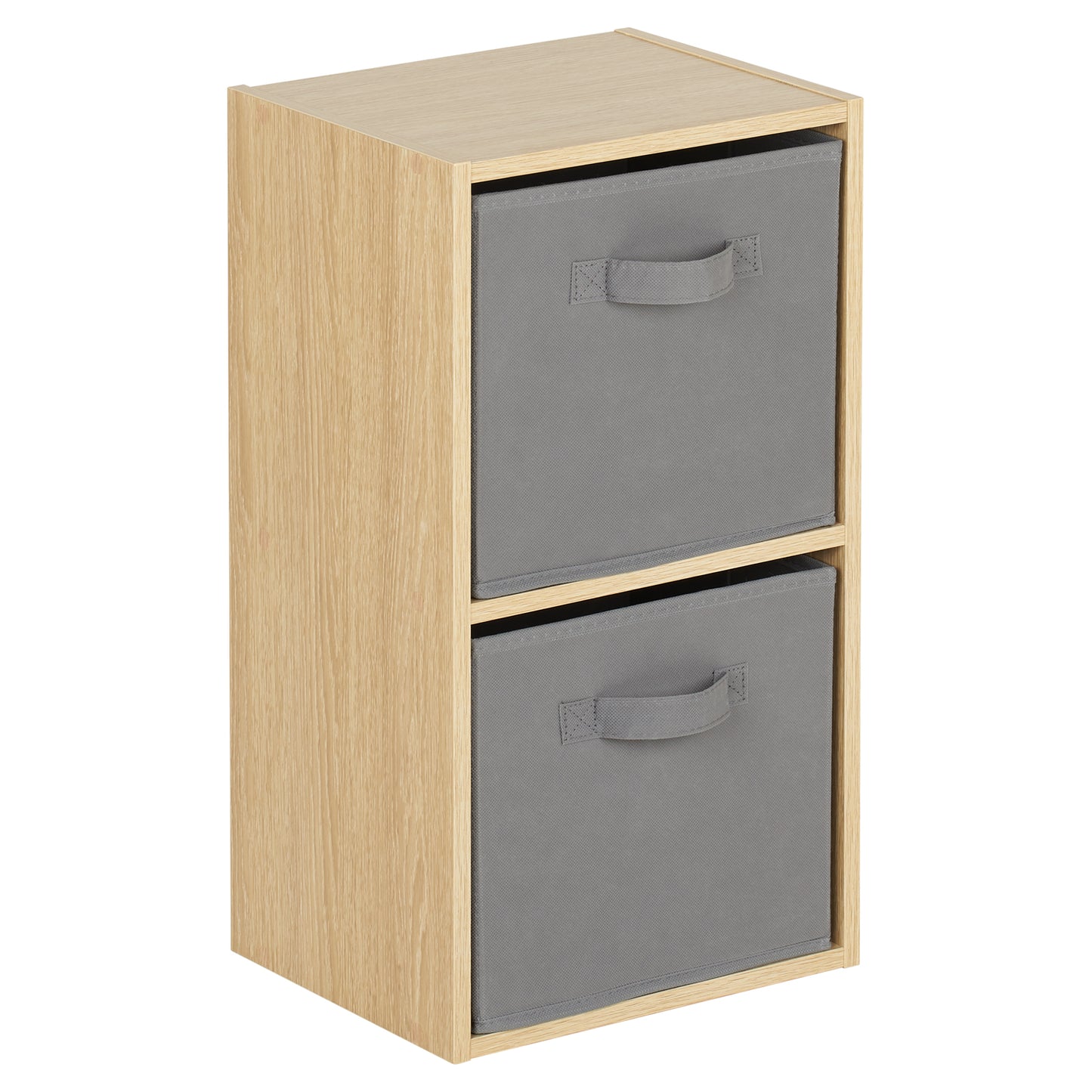 Hartleys Oak Effect 2 Tier Cube Storage Unit & 2 Handled Box Drawers