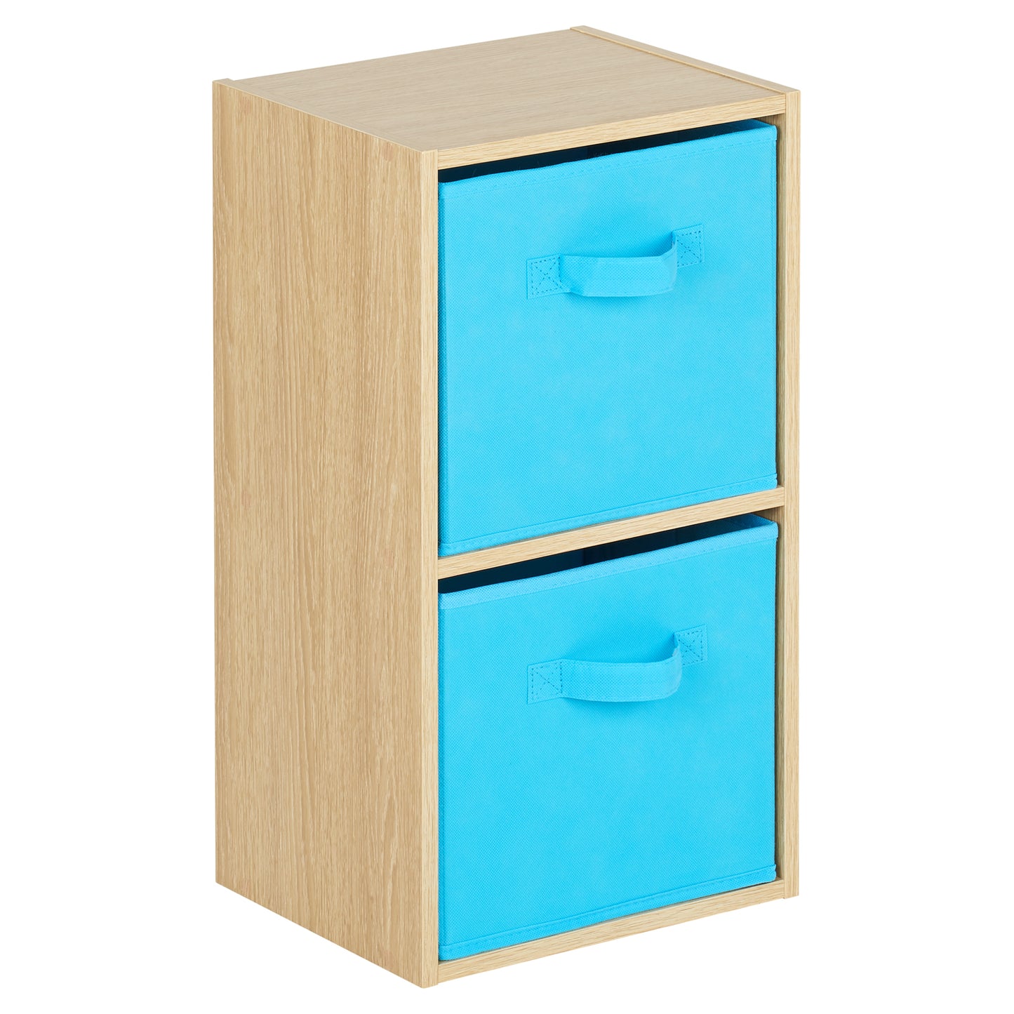 Hartleys Oak Effect 2 Tier Cube Storage Unit & 2 Handled Box Drawers