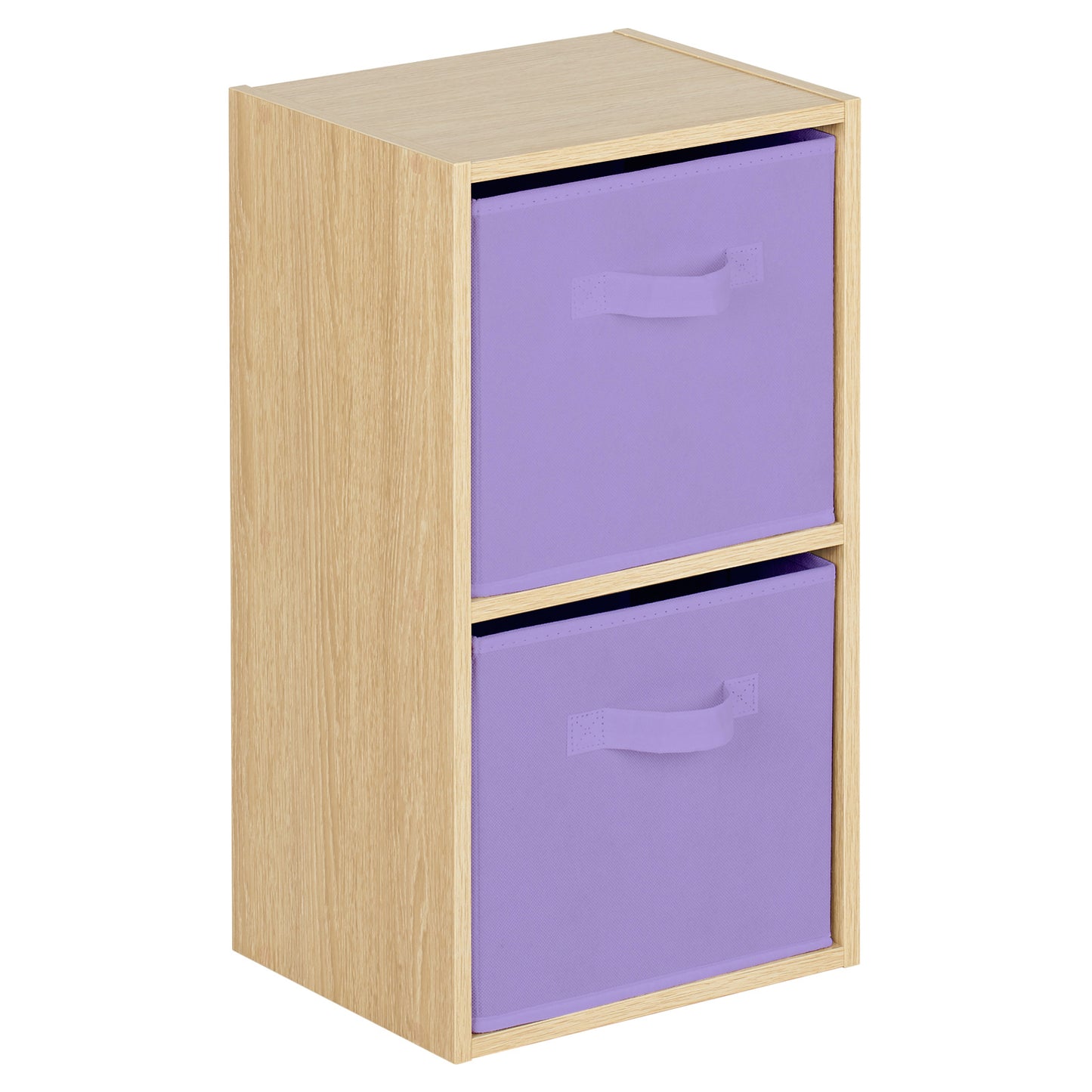 Hartleys Oak Effect 2 Tier Cube Storage Unit & 2 Handled Box Drawers
