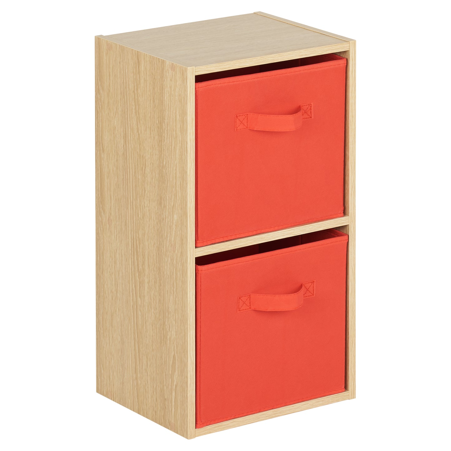 Hartleys Oak Effect 2 Tier Cube Storage Unit & 2 Handled Box Drawers