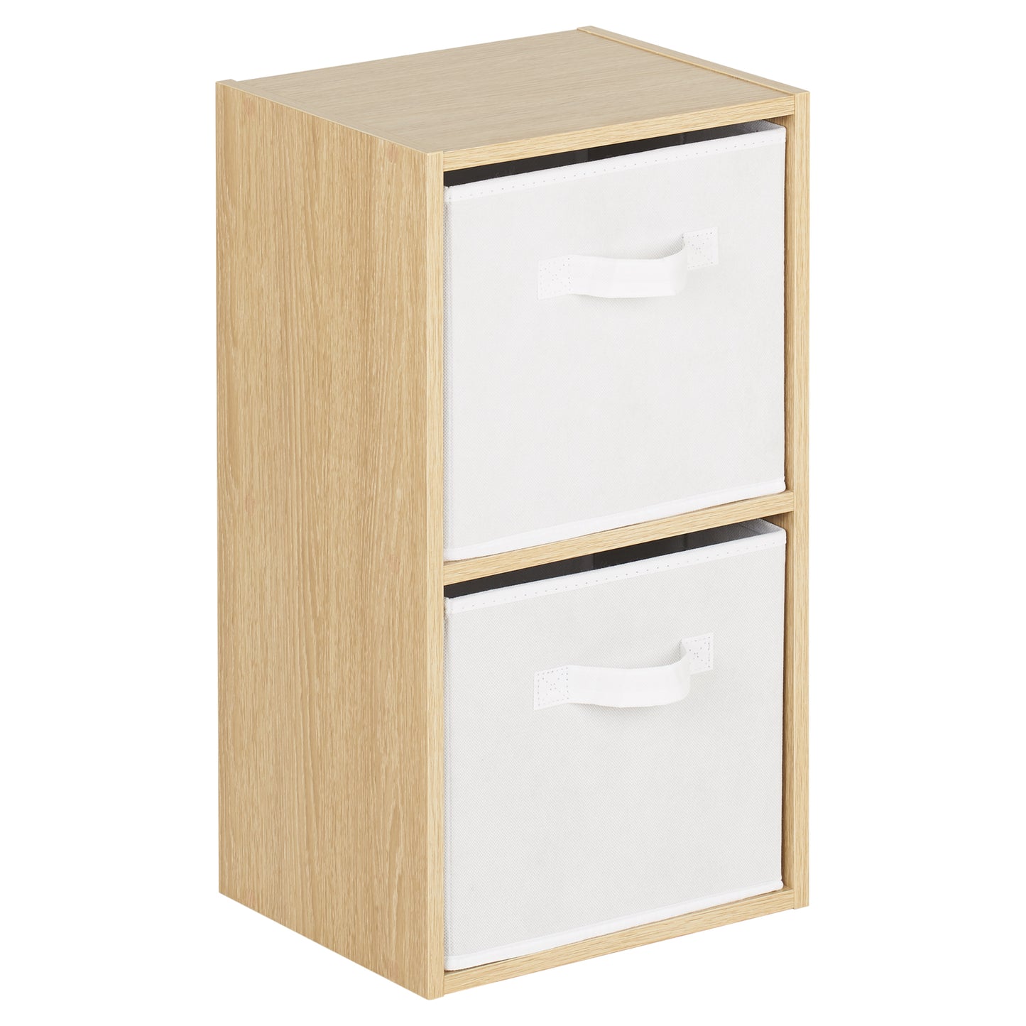 Hartleys Oak Effect 2 Tier Cube Storage Unit & 2 Handled Box Drawers