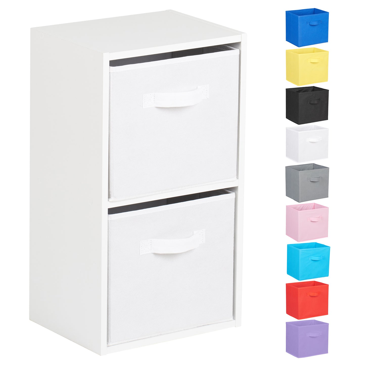 Hartleys White 2 Tier Cube Storage Unit & 2 Handled Box Drawers