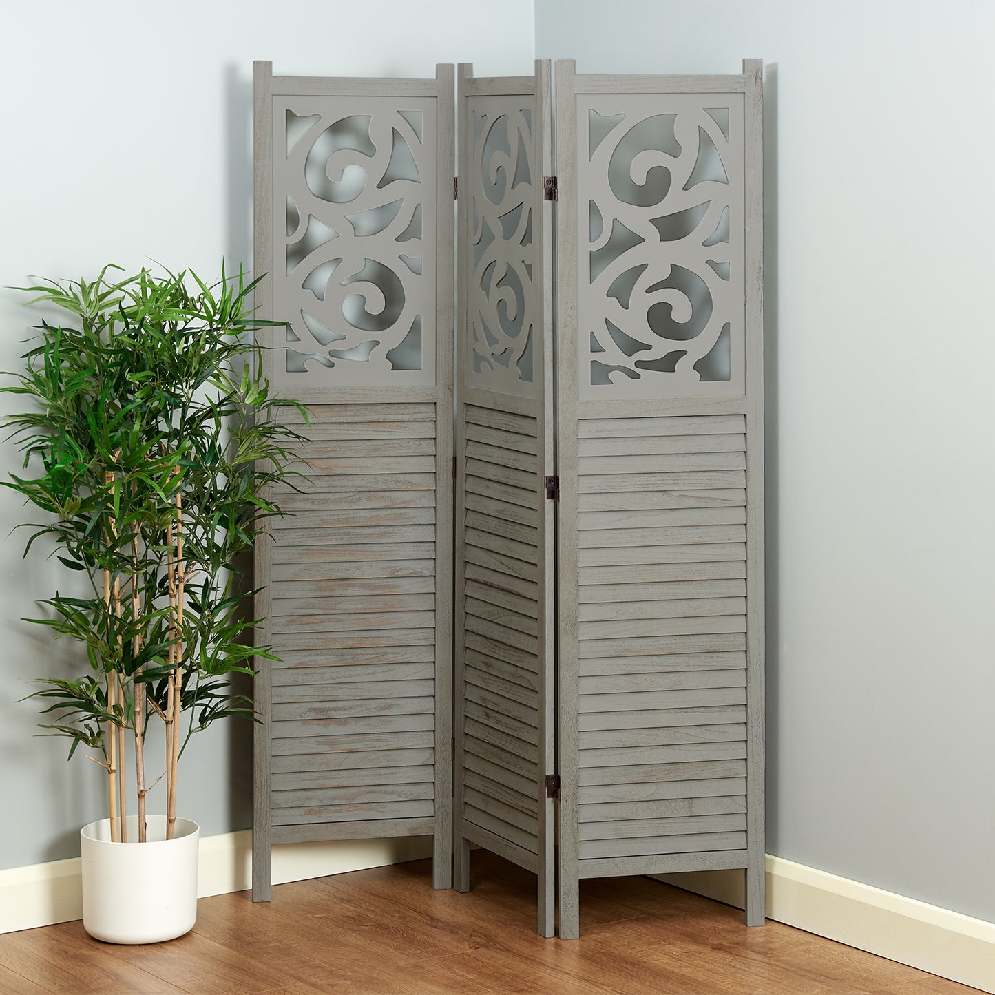 Hartleys 3 Panel Decorative Wooden Room Divider