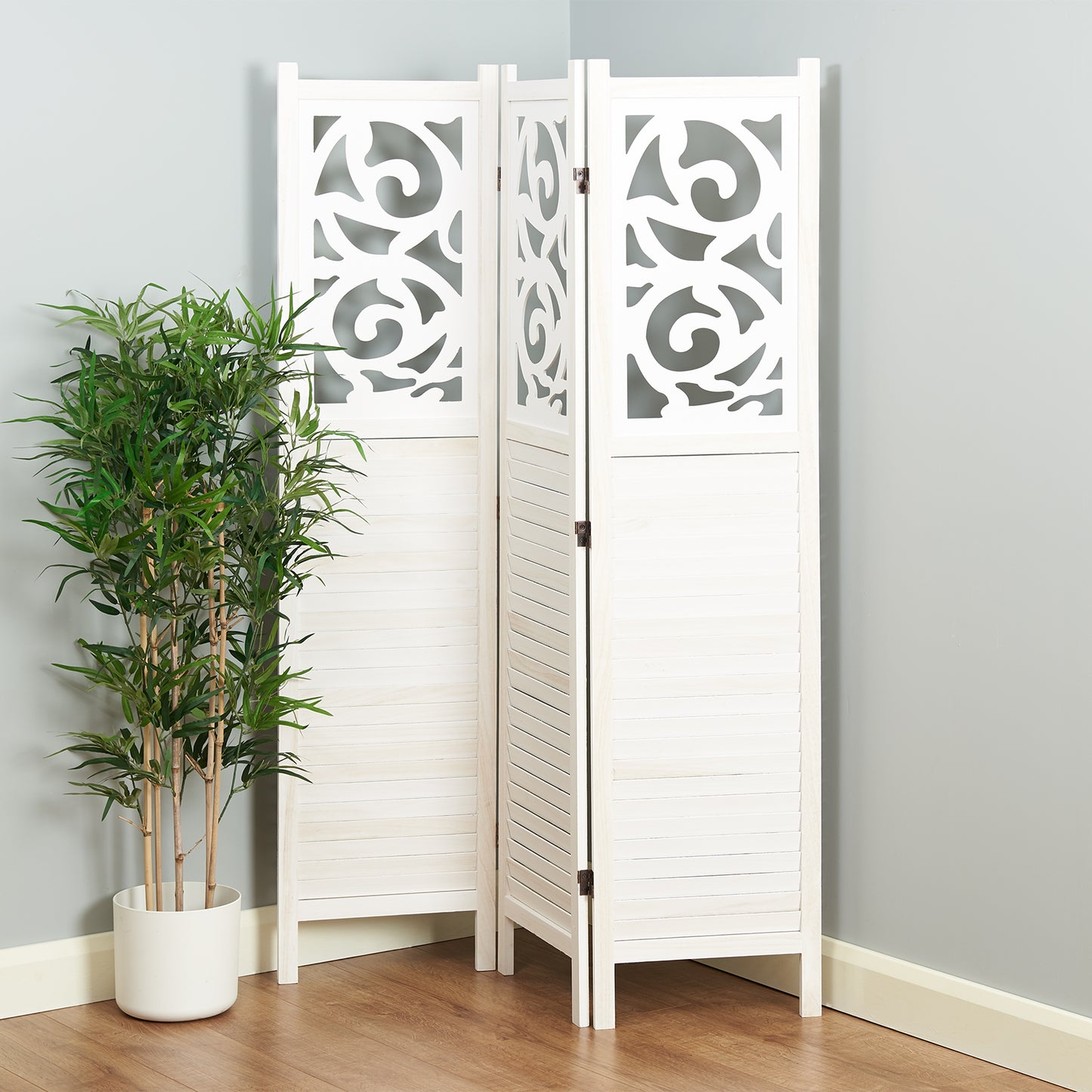 Hartleys 3 Panel Decorative Wooden Room Divider