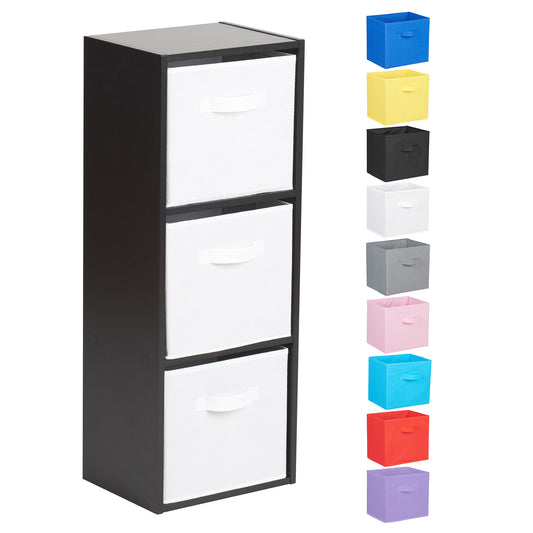 Hartleys Black 3 Tier Cube Storage Unit & 3 Handled Box Drawers
