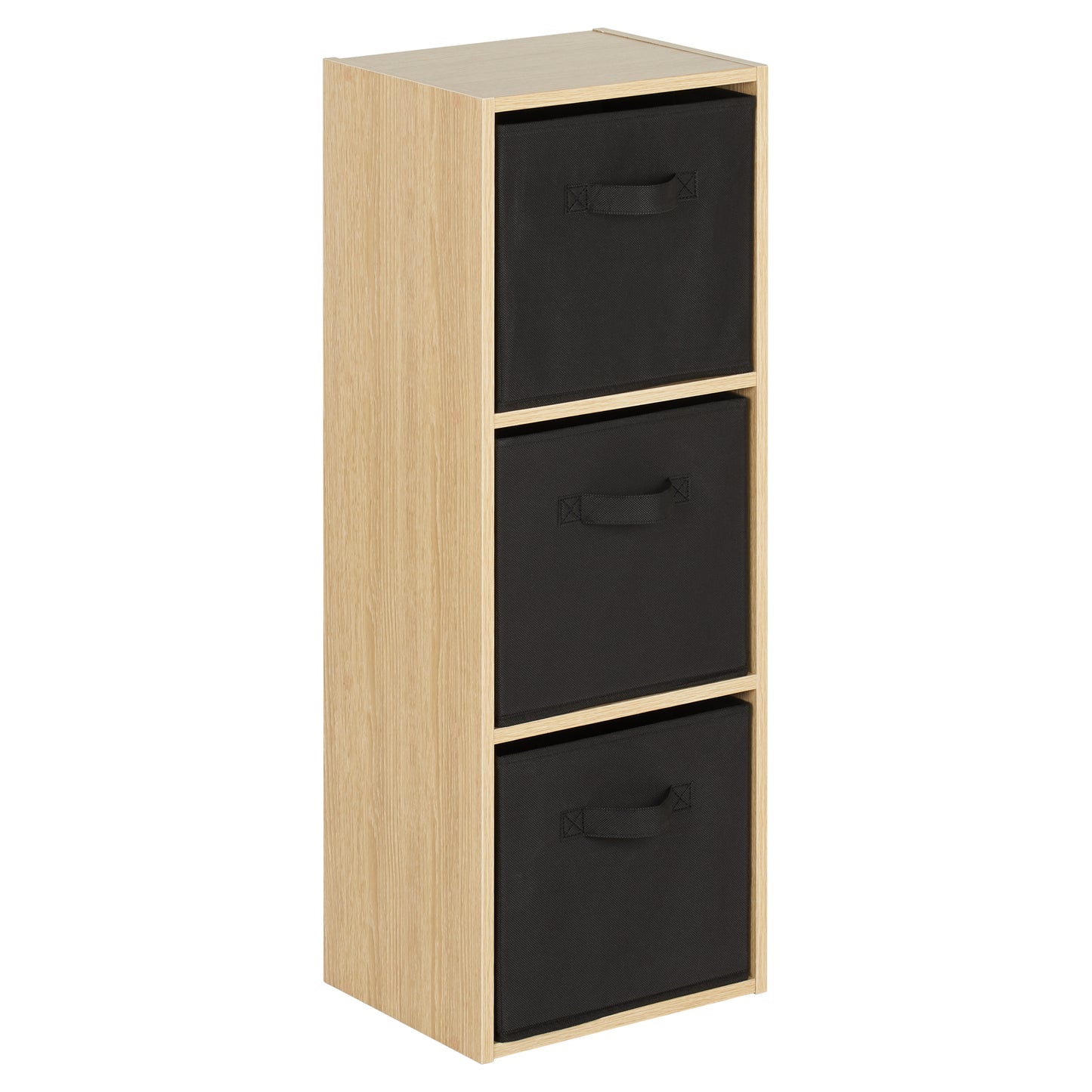 Hartleys Oak Effect 3 Tier Cube Storage Unit & 3 Handled Box Drawers