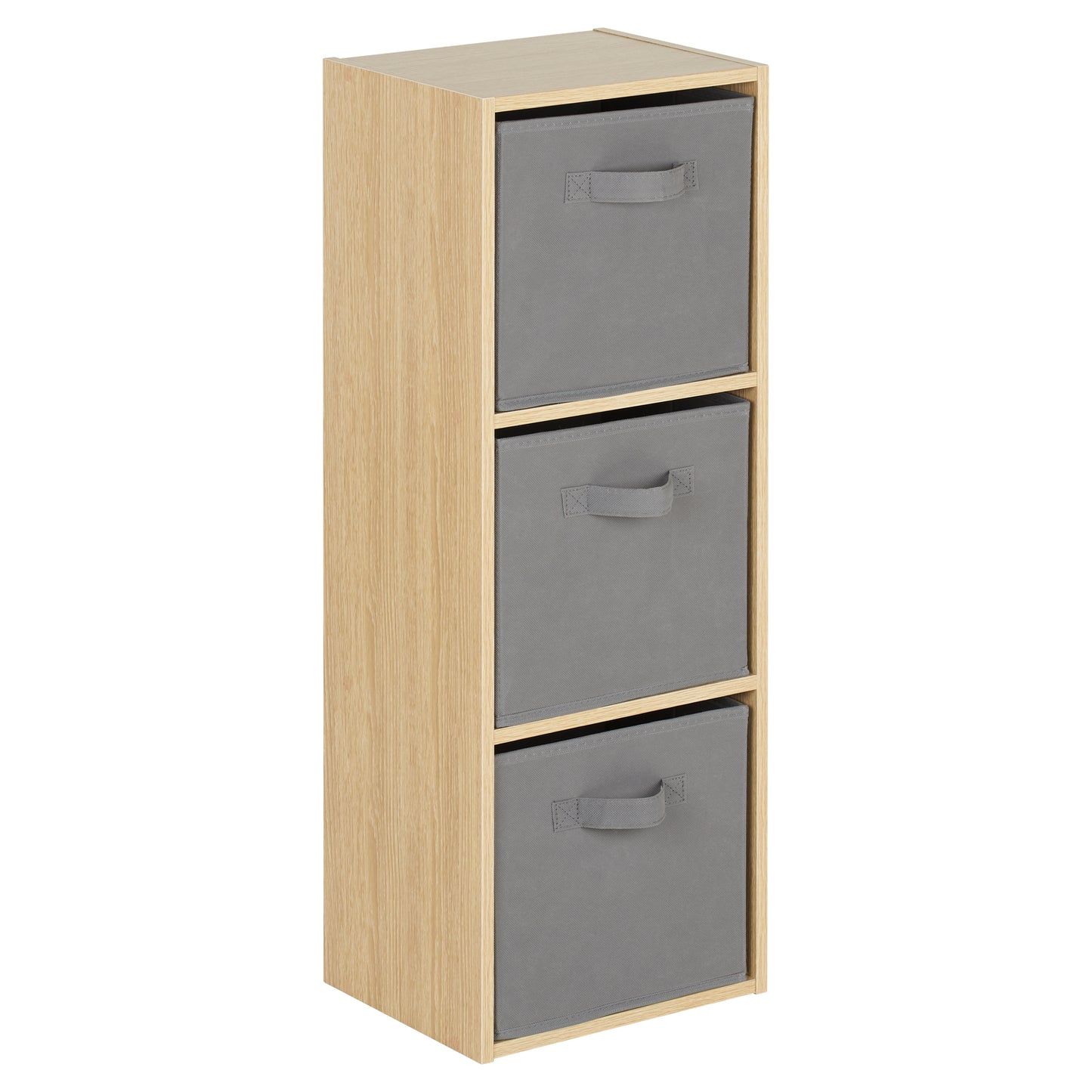 Hartleys Oak Effect 3 Tier Cube Storage Unit & 3 Handled Box Drawers