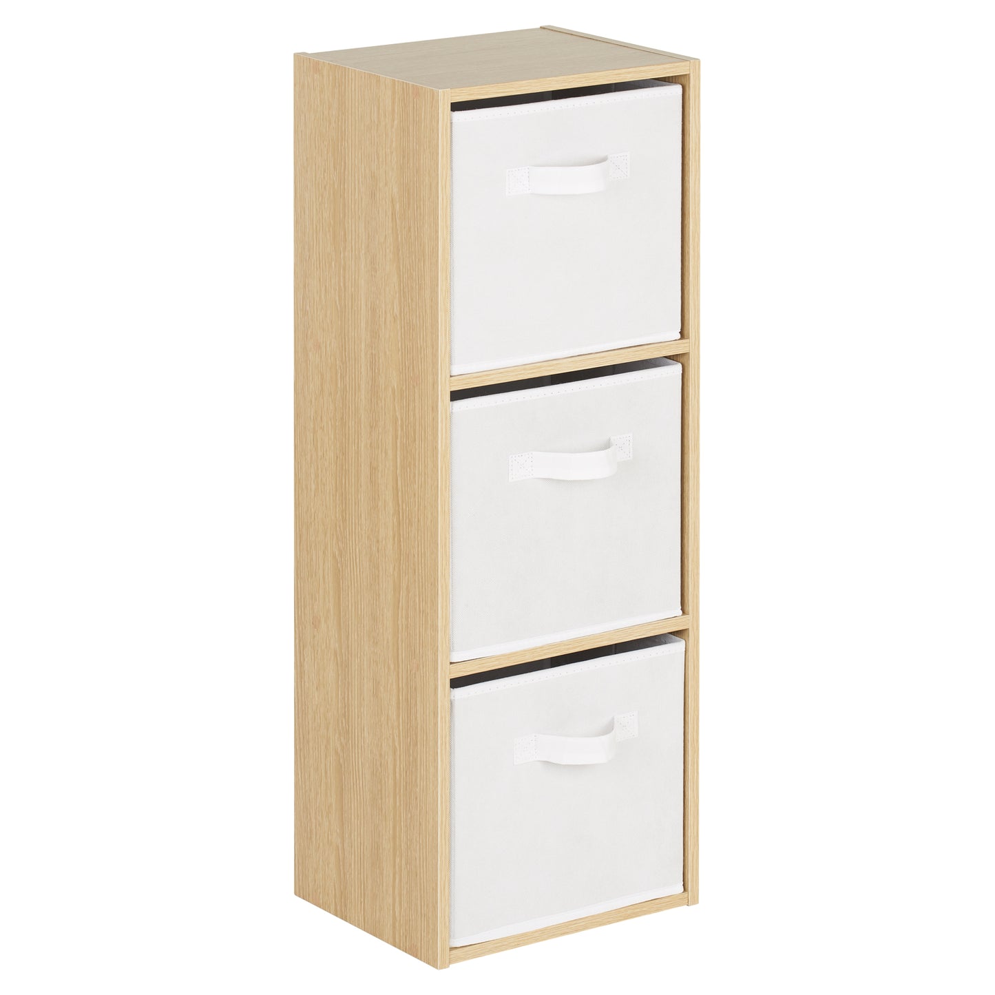 Hartleys Oak Effect 3 Tier Cube Storage Unit & 3 Handled Box Drawers