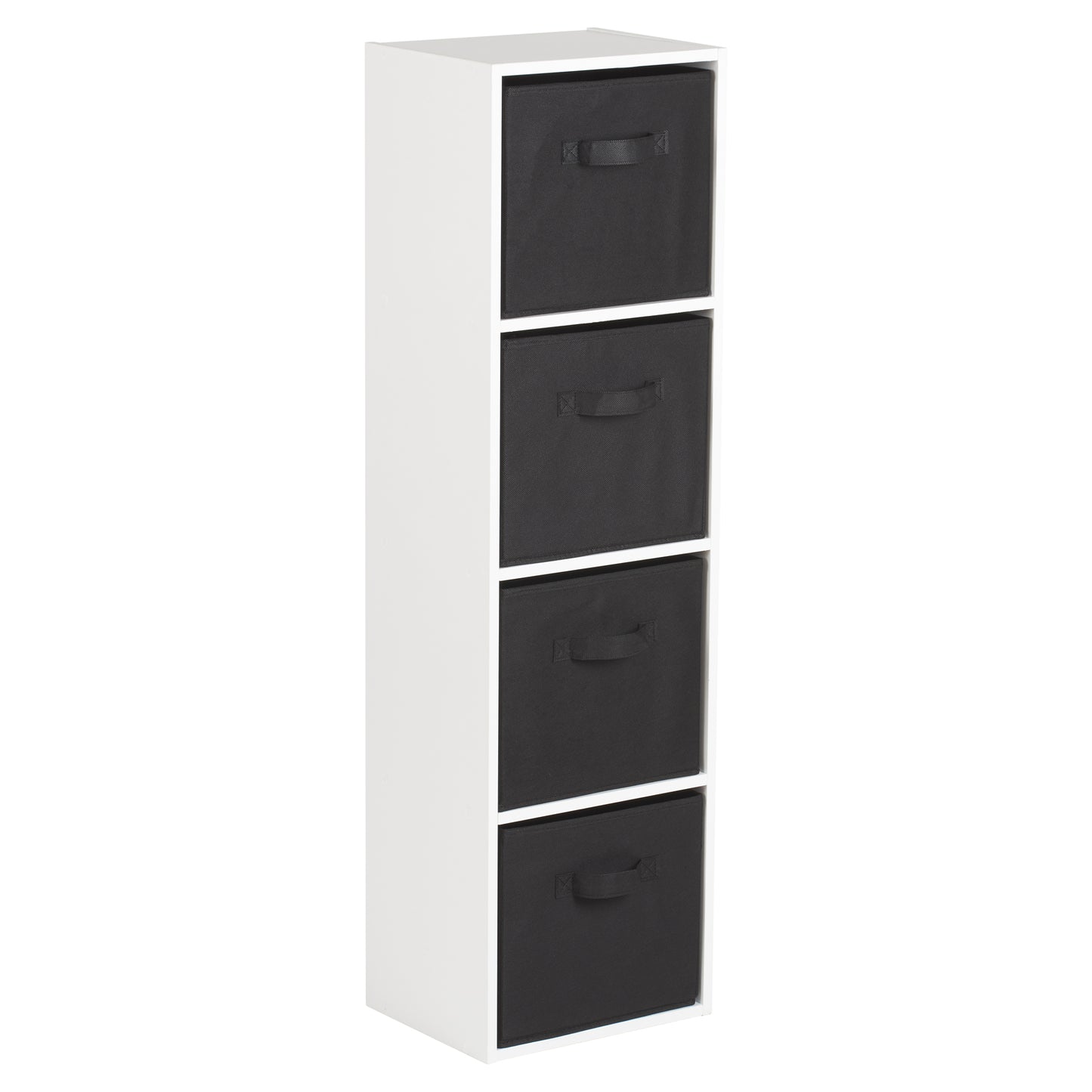Hartleys White 4 Tier Cube Storage Unit & 4 Handled Box Drawers