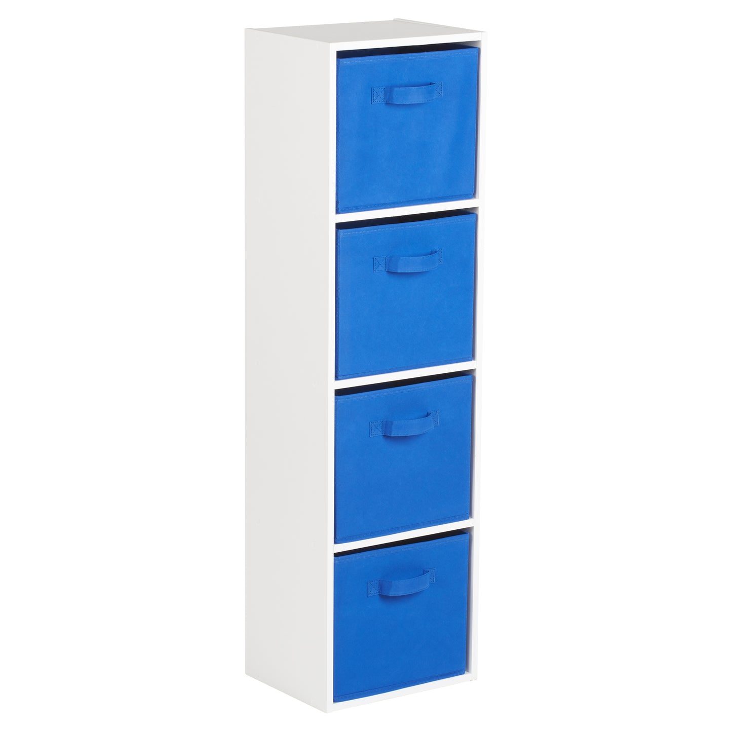 Hartleys White 4 Tier Cube Storage Unit & 4 Handled Box Drawers