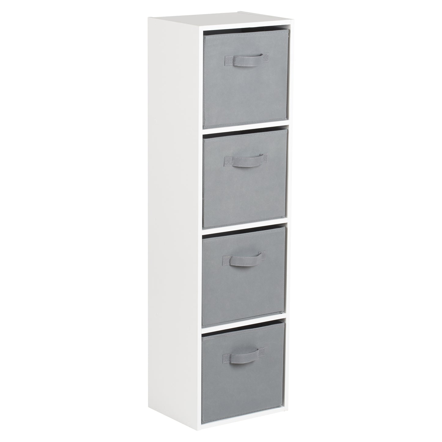 Hartleys White 4 Tier Cube Storage Unit & 4 Handled Box Drawers