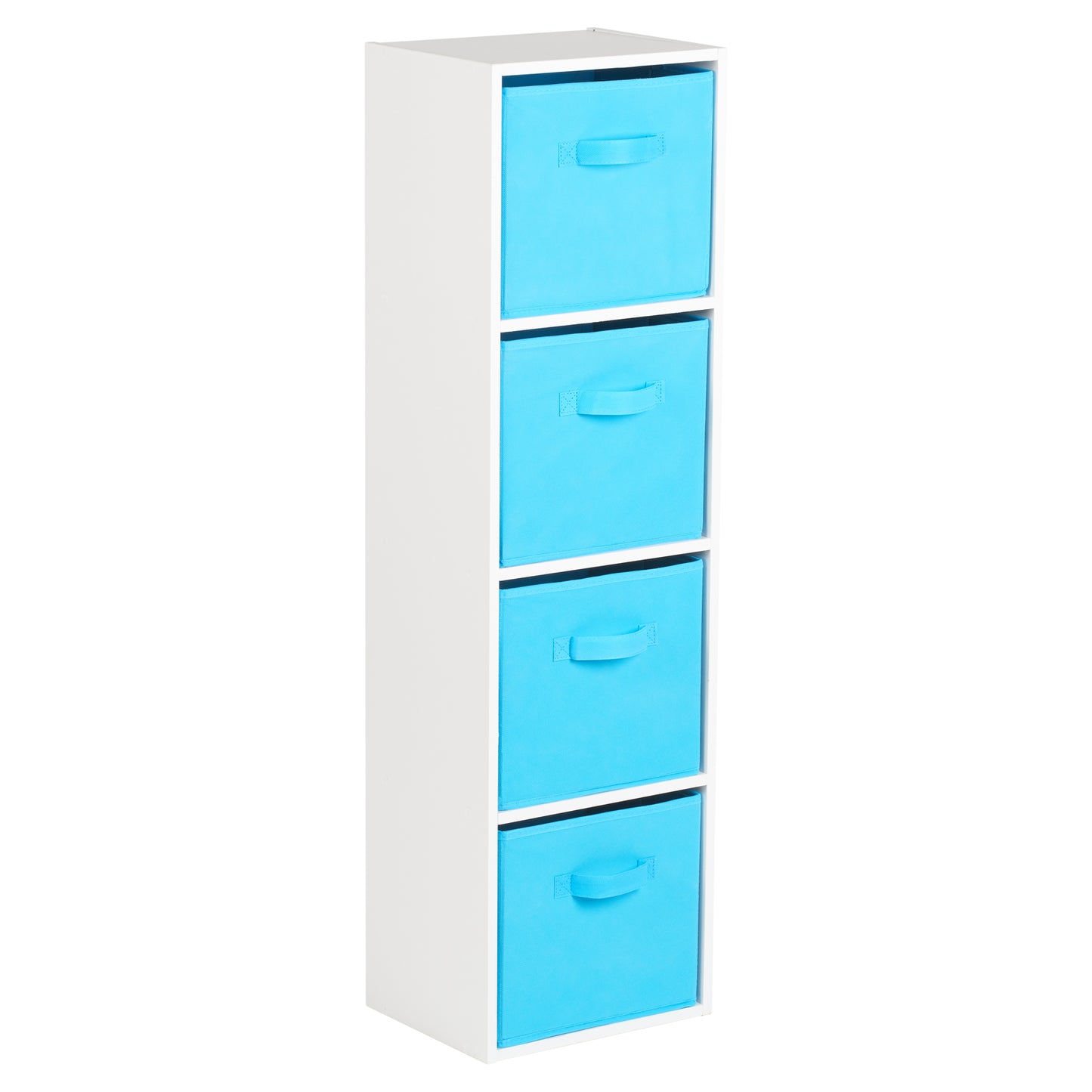 Hartleys White 4 Tier Cube Storage Unit & 4 Handled Box Drawers