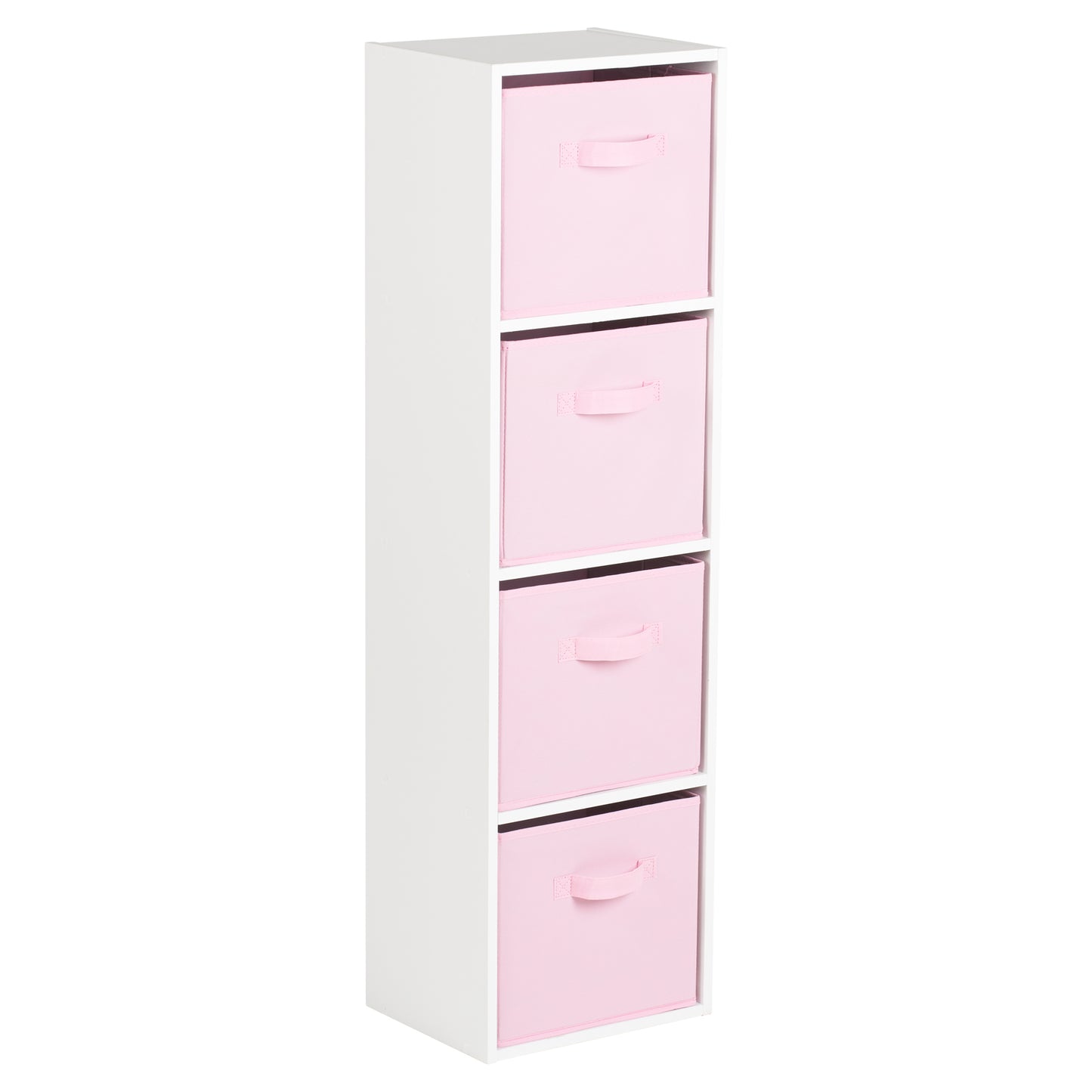 Hartleys White 4 Tier Cube Storage Unit & 4 Handled Box Drawers