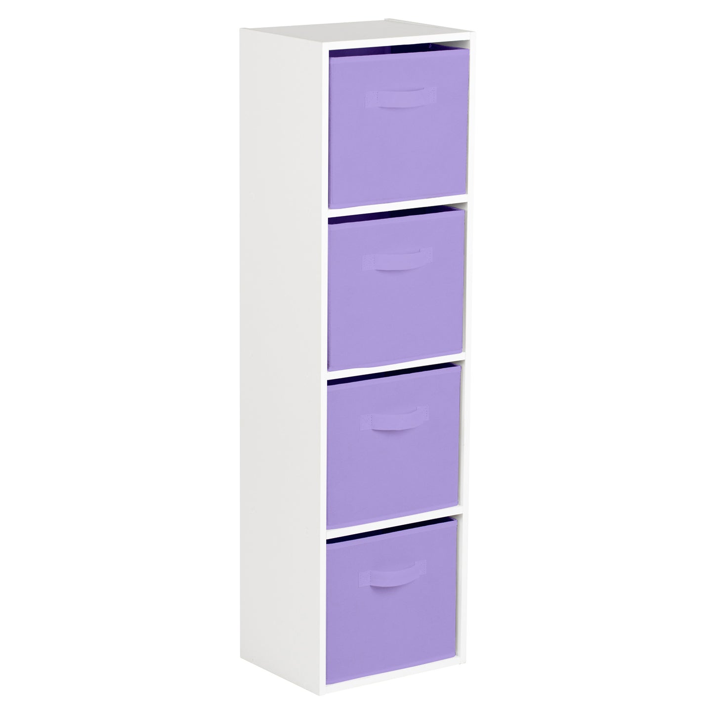 Hartleys White 4 Tier Cube Storage Unit & 4 Handled Box Drawers