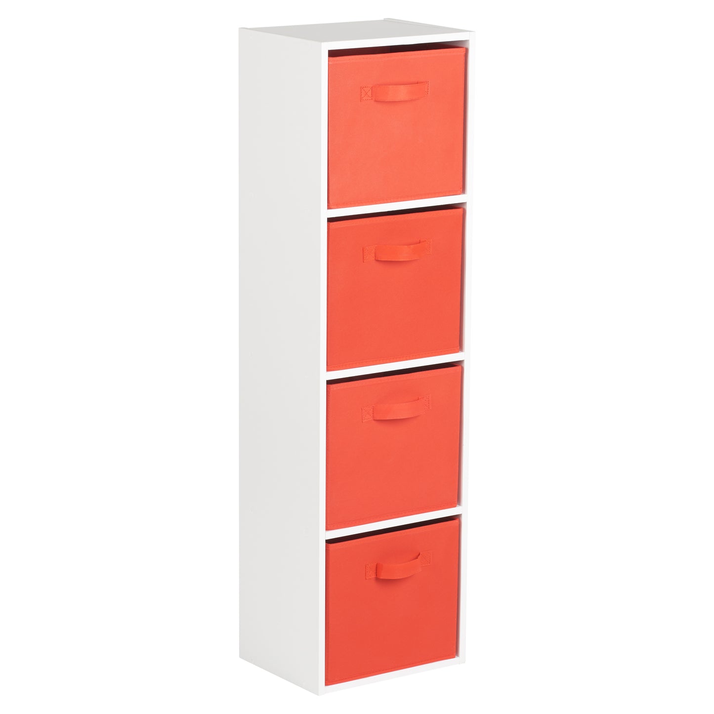 Hartleys White 4 Tier Cube Storage Unit & 4 Handled Box Drawers