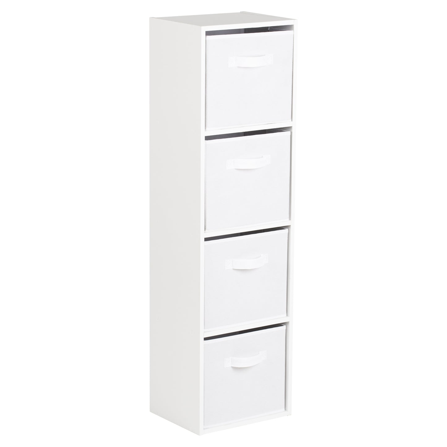 Hartleys White 4 Tier Cube Storage Unit & 4 Handled Box Drawers