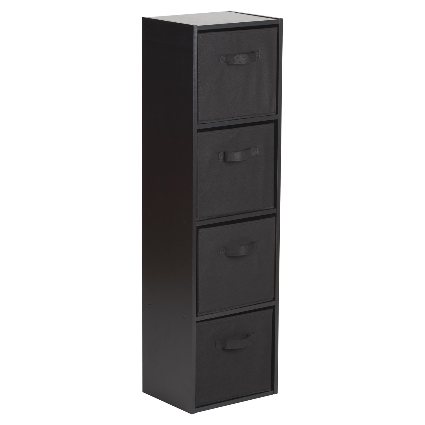 Hartleys Black 4 Tier Cube Storage Unit & 4 Handled Box Drawers