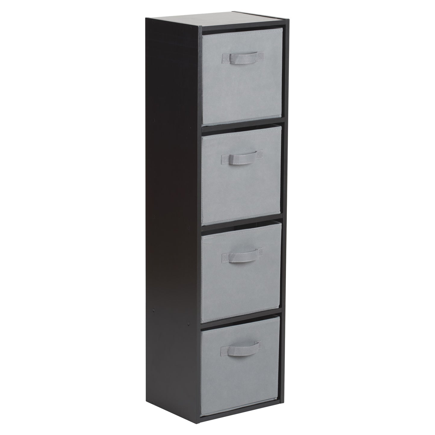 Hartleys Black 4 Tier Cube Storage Unit & 4 Handled Box Drawers