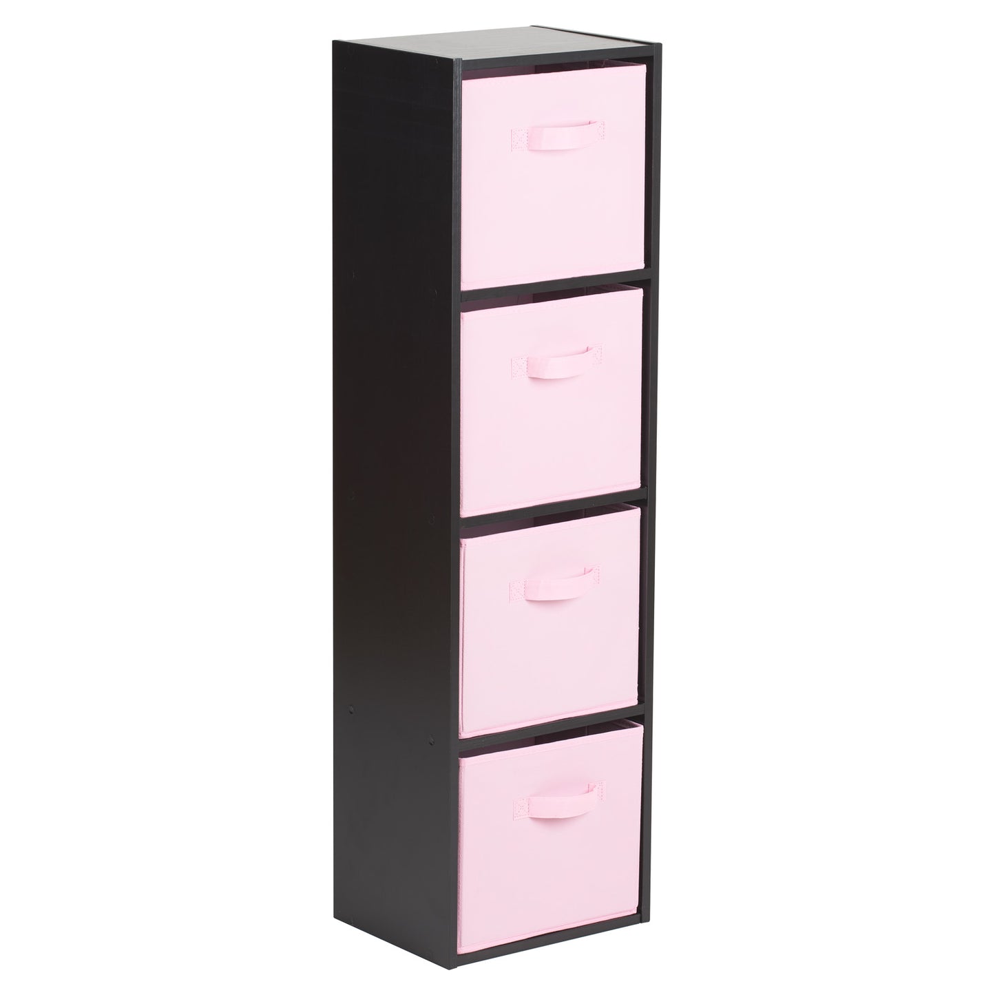 Hartleys Black 4 Tier Cube Storage Unit & 4 Handled Box Drawers