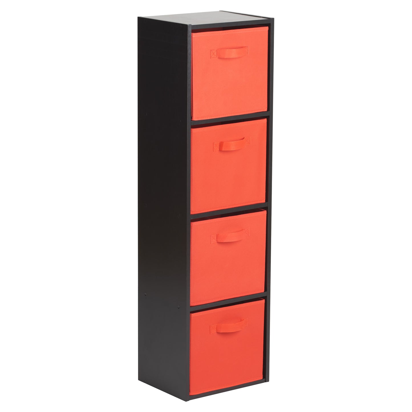 Hartleys Black 4 Tier Cube Storage Unit & 4 Handled Box Drawers