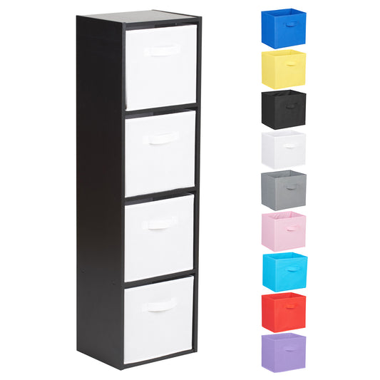 Hartleys Black 4 Tier Cube Storage Unit & 4 Handled Box Drawers