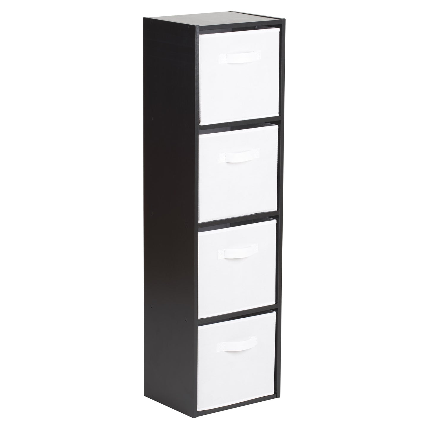 Hartleys Black 4 Tier Cube Storage Unit & 4 Handled Box Drawers