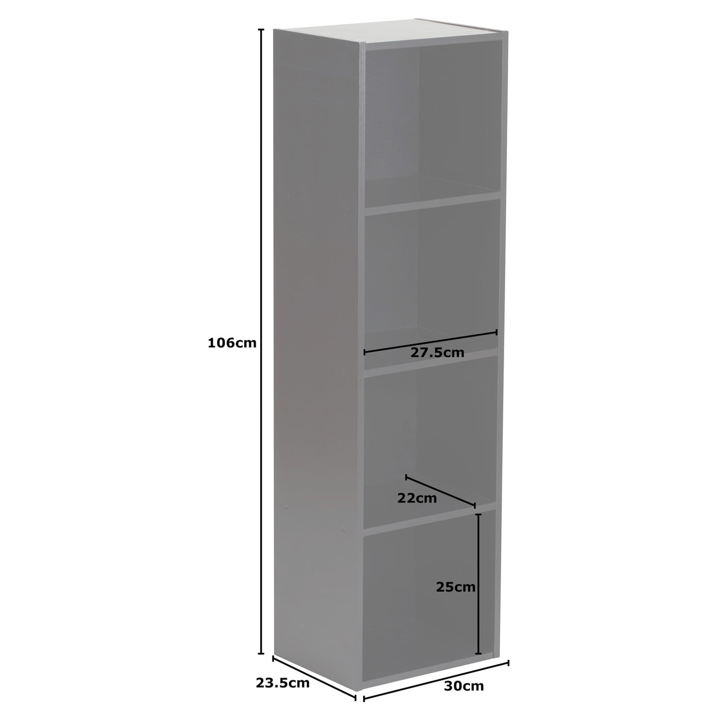 Hartleys Black 4 Tier Cube Storage Unit & 4 Handled Box Drawers
