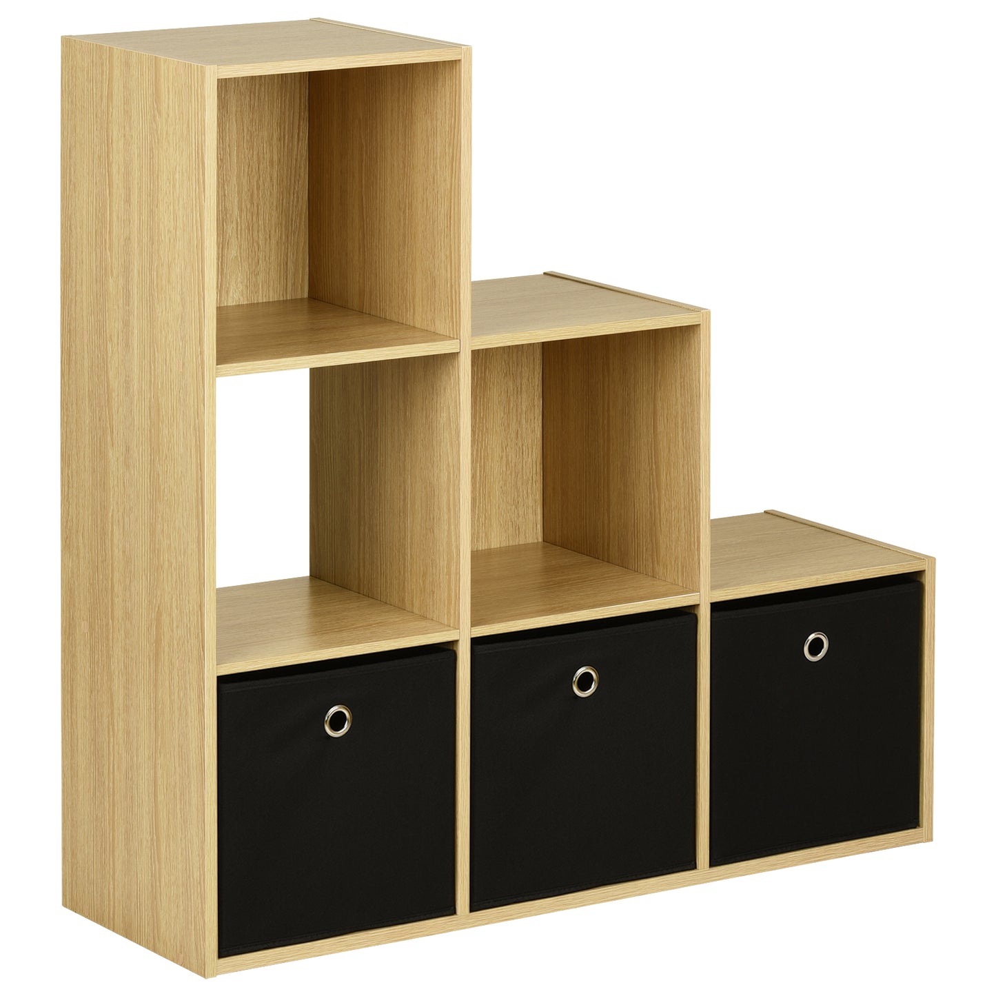 Hartleys Oak 6 Cube Shelving Unit & 3 Easy Grasp Box Drawers