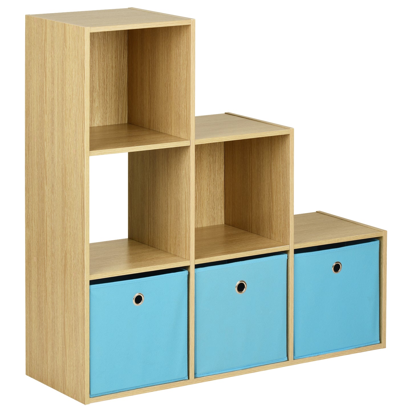 Hartleys Oak 6 Cube Shelving Unit & 3 Easy Grasp Box Drawers