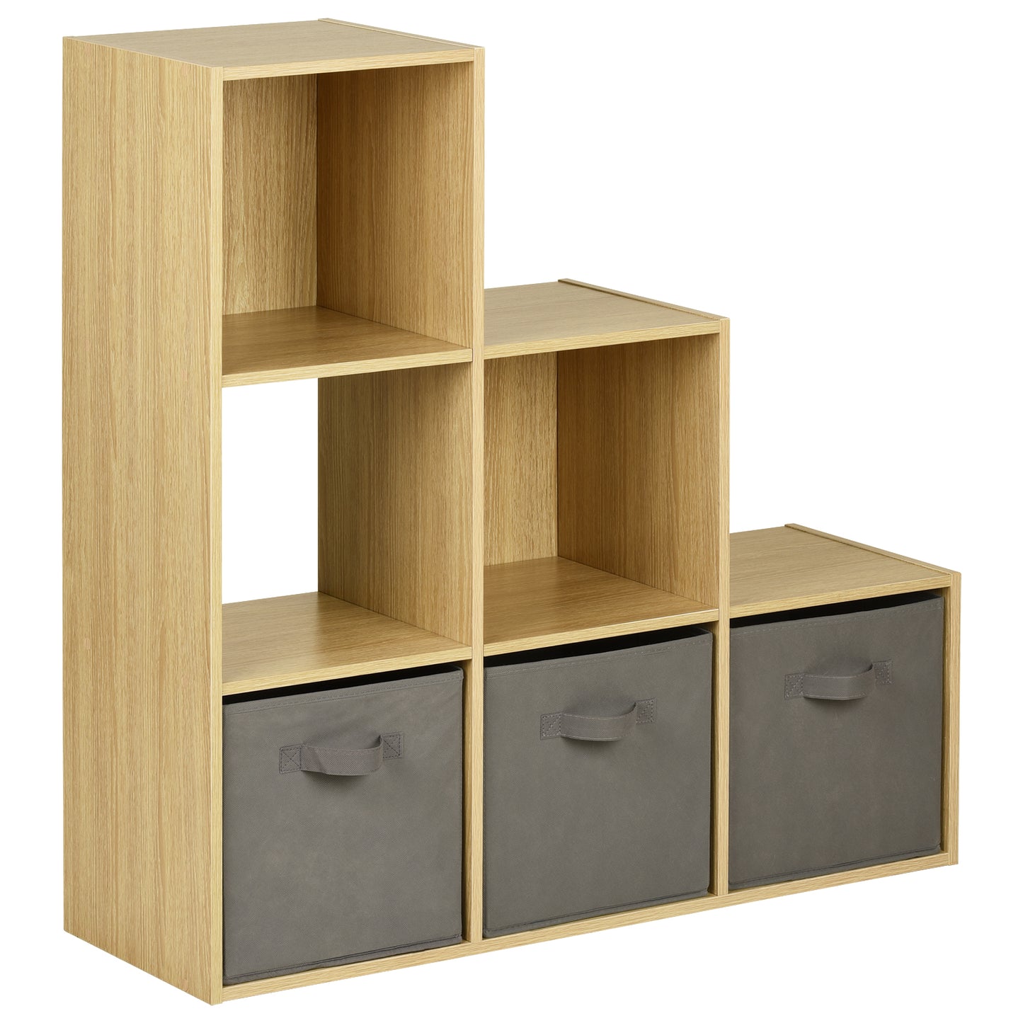 Hartleys Oak 6 Cube Shelving Unit & 3 Handled Box Drawers