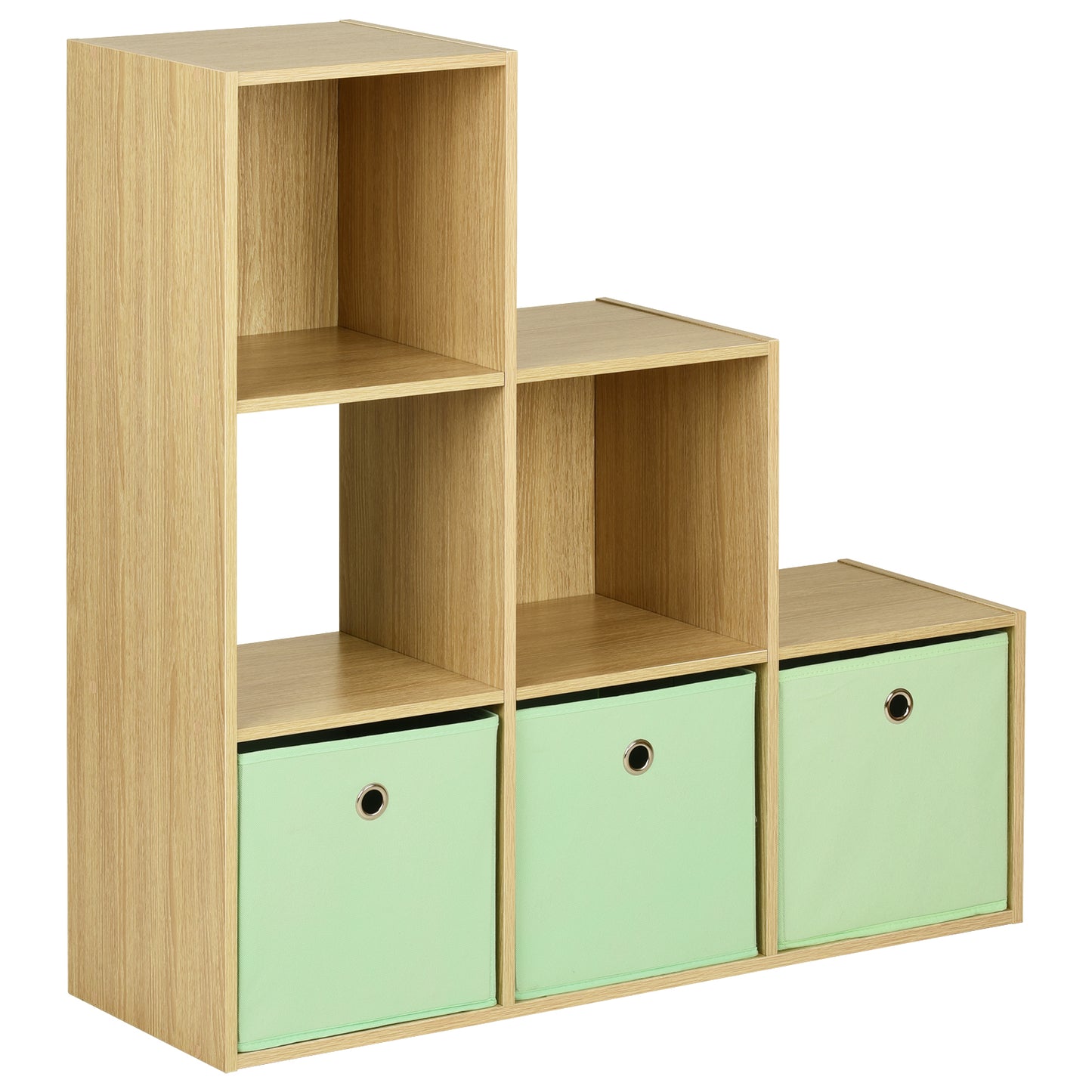 Hartleys Oak 6 Cube Shelving Unit & 3 Easy Grasp Box Drawers