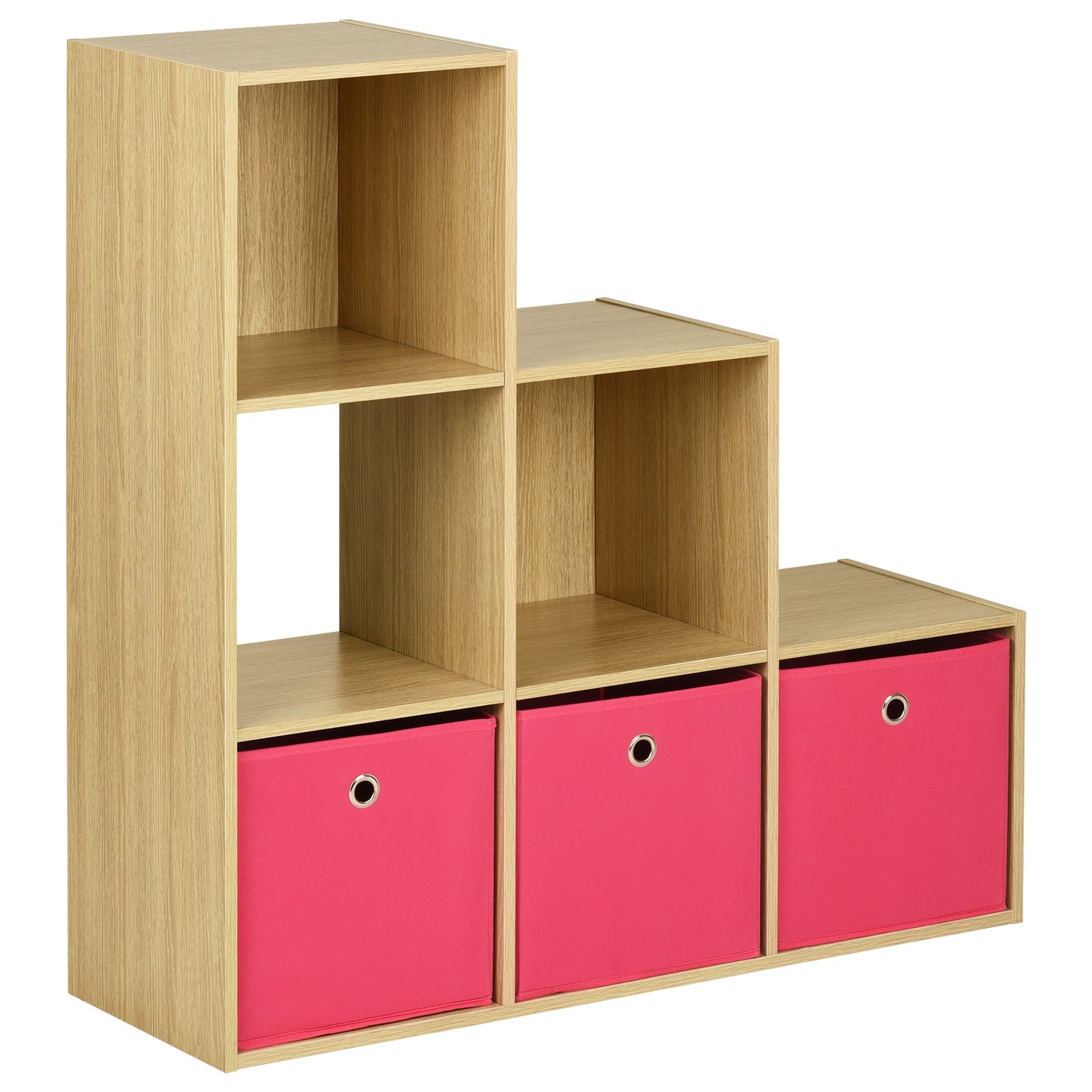 Hartleys Oak 6 Cube Shelving Unit & 3 Easy Grasp Box Drawers