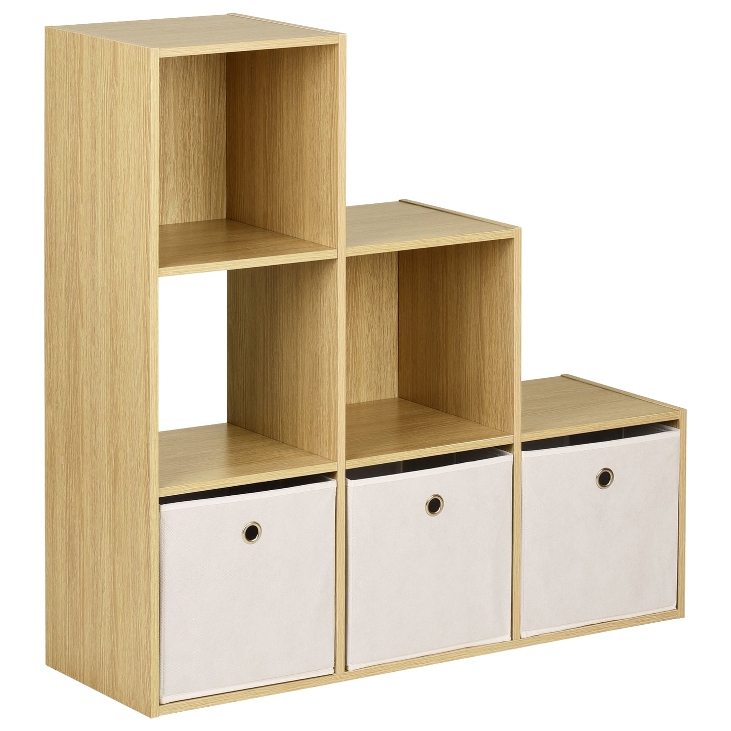 Hartleys Oak 6 Cube Shelving Unit & 3 Easy Grasp Box Drawers