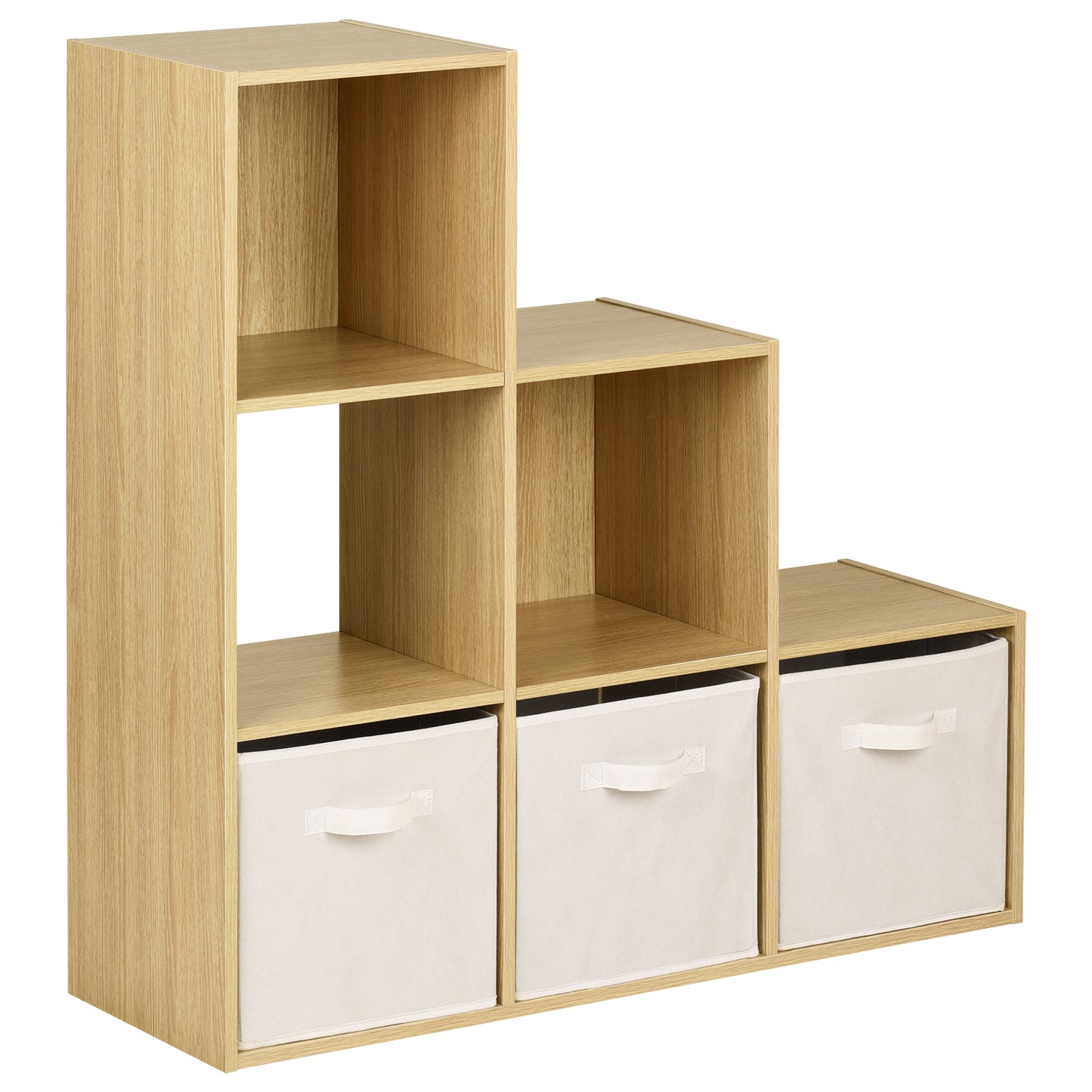 Hartleys Oak 6 Cube Shelving Unit & 3 Handled Box Drawers