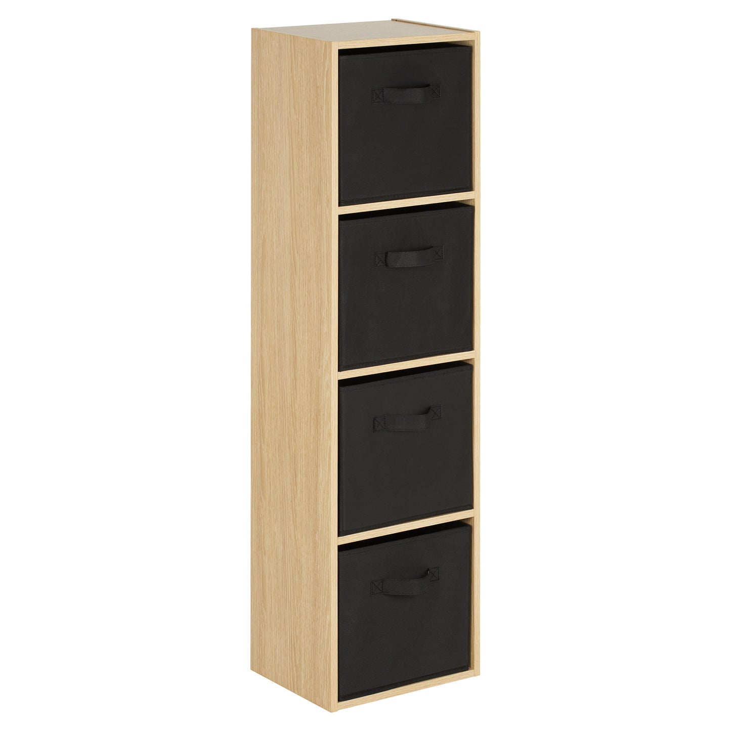 Hartleys Oak Effect 4 Tier Cube Storage Unit & 4 Handled Box Drawers
