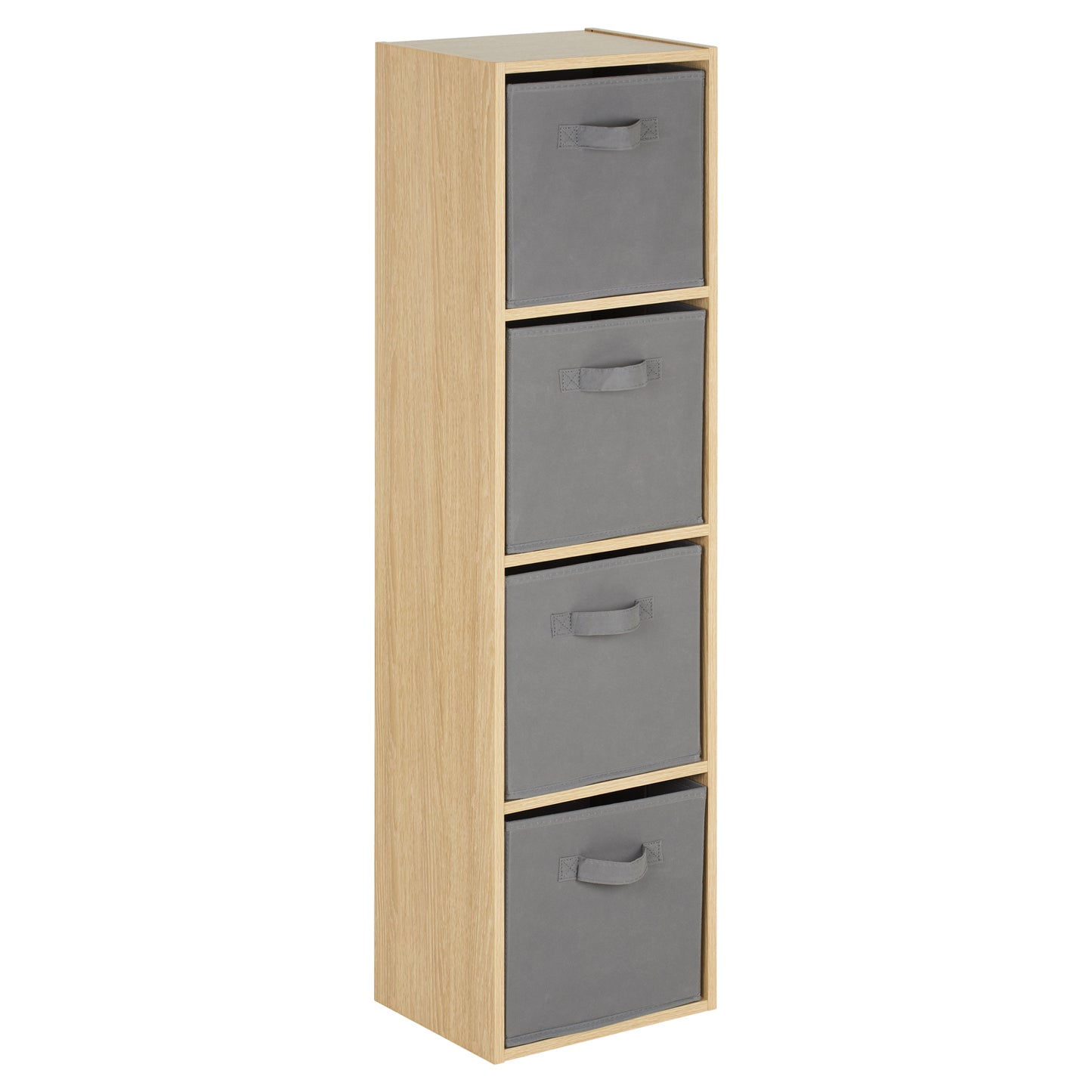 Hartleys Oak Effect 4 Tier Cube Storage Unit & 4 Handled Box Drawers