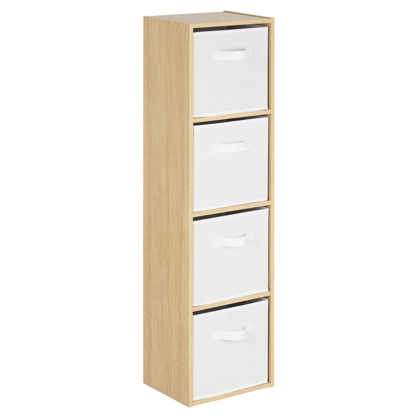 Hartleys Oak Effect 4 Tier Cube Storage Unit & 4 Handled Box Drawers