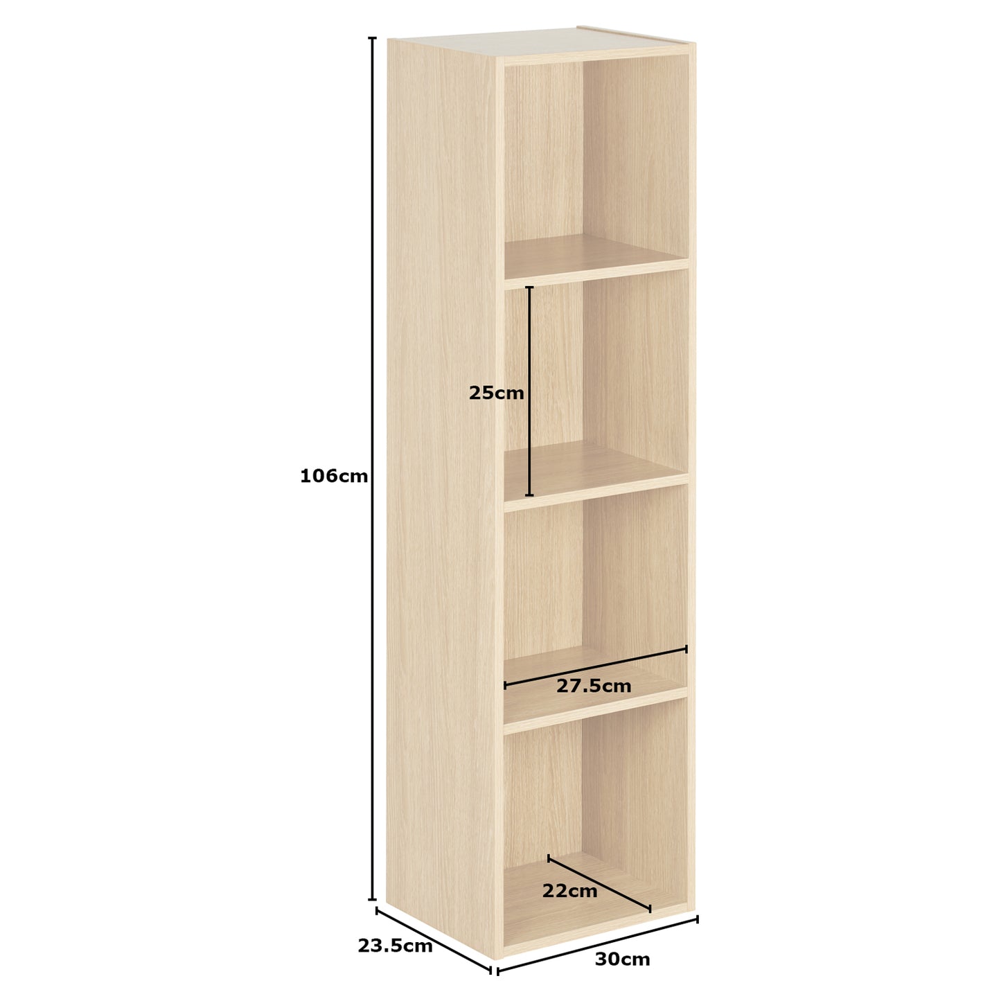 Hartleys Oak Effect 4 Tier Cube Storage Unit & 4 Handled Box Drawers