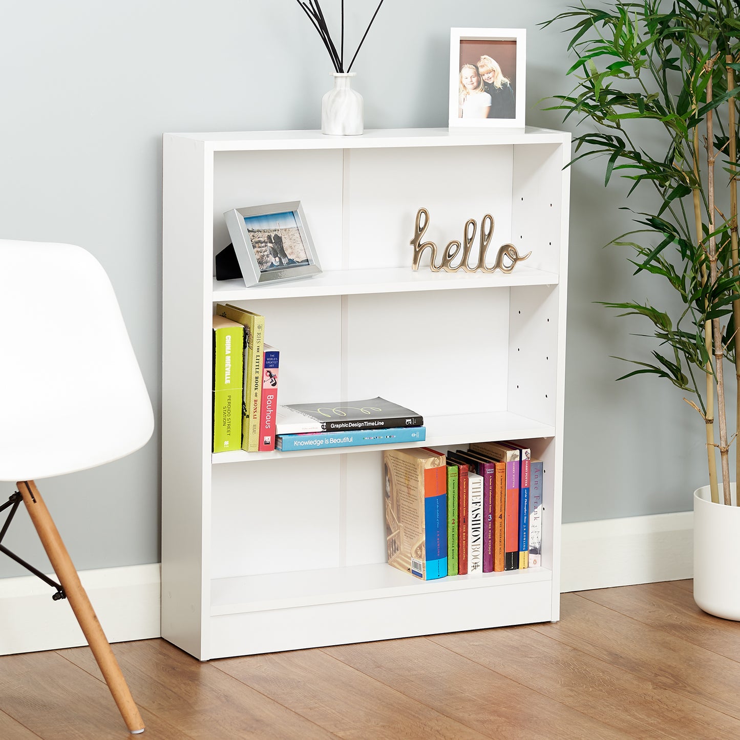 Hartleys White 3 Tier Bookcase